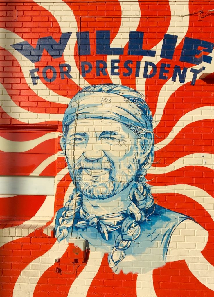 Willie for President Mural. 4 day itinerary for Austin Texas.