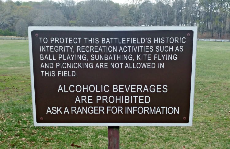 a sign at Kennesaw Mountain National Battlefield.