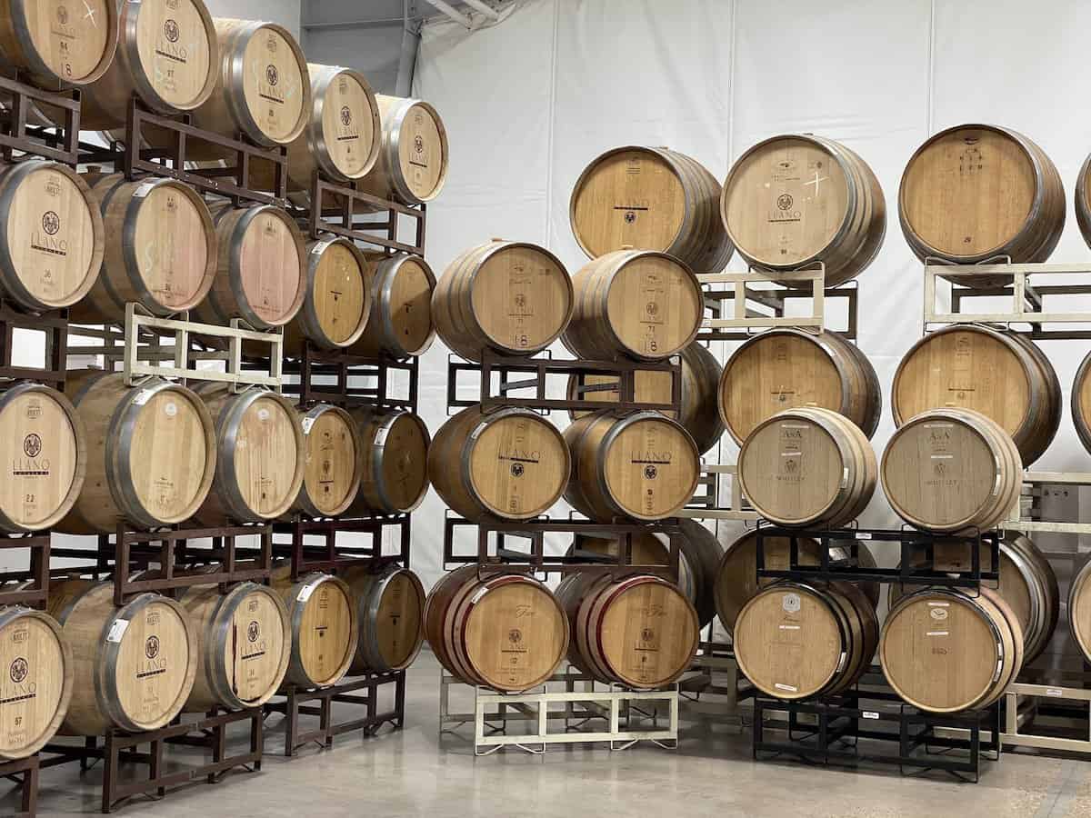 wine barrels at Llano Estacado Winery. 