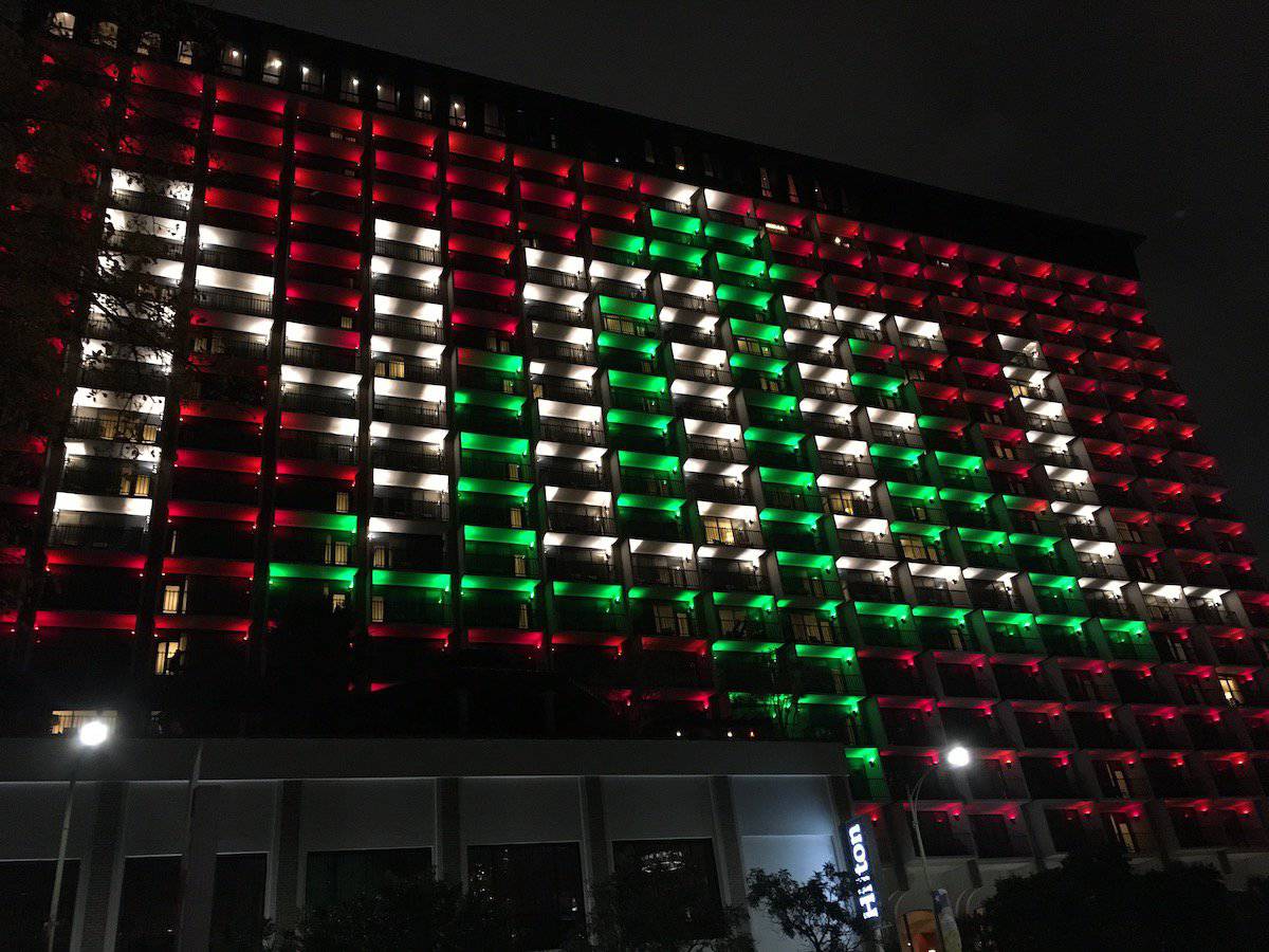 lights on hotels in downtown San Antonio.