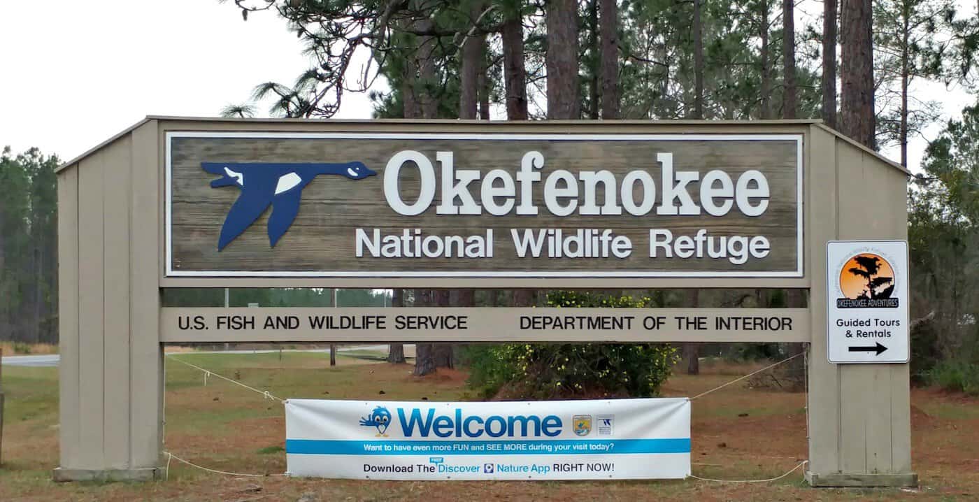  entrance to the Okefenokee National Wildlife Refuge. 